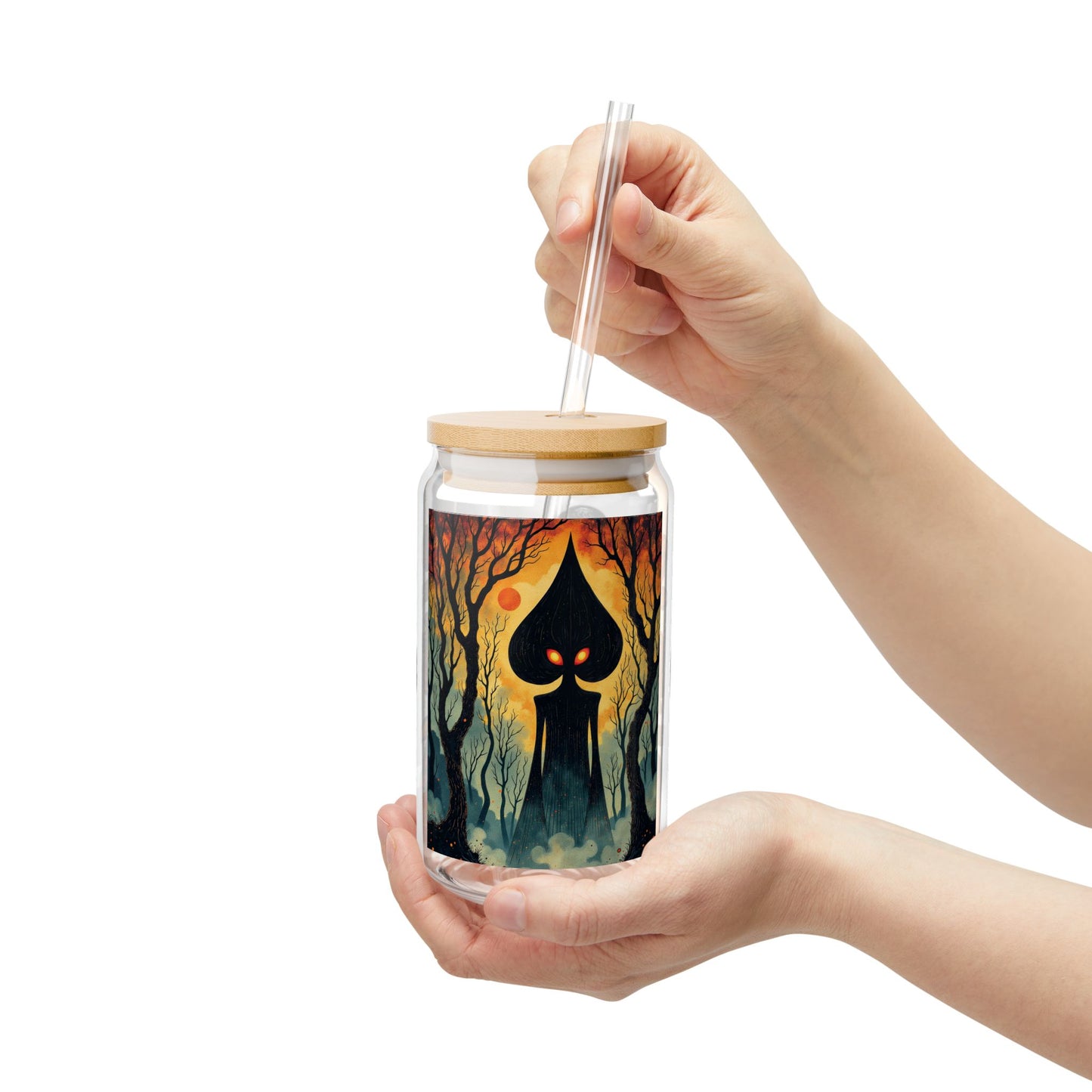 16oz Eco-Friendly Sipper Glass | Braxie The Flatwoods Monster-Nicodemus Studios
