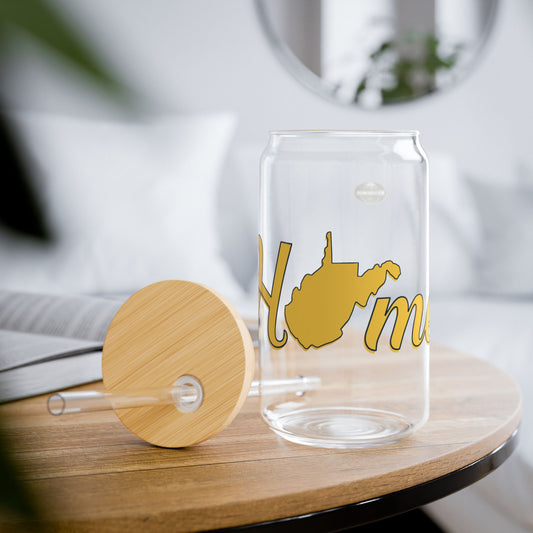 16oz Eco-Friendly Sipper Glass | "Home WV"-With lid and straw-16oz-Nicodemus Studios