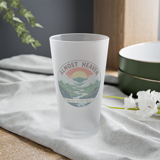 16oz Frosted Pint Glass | "Almost Heaven" River Valley West Virginia-Nicodemus Studios