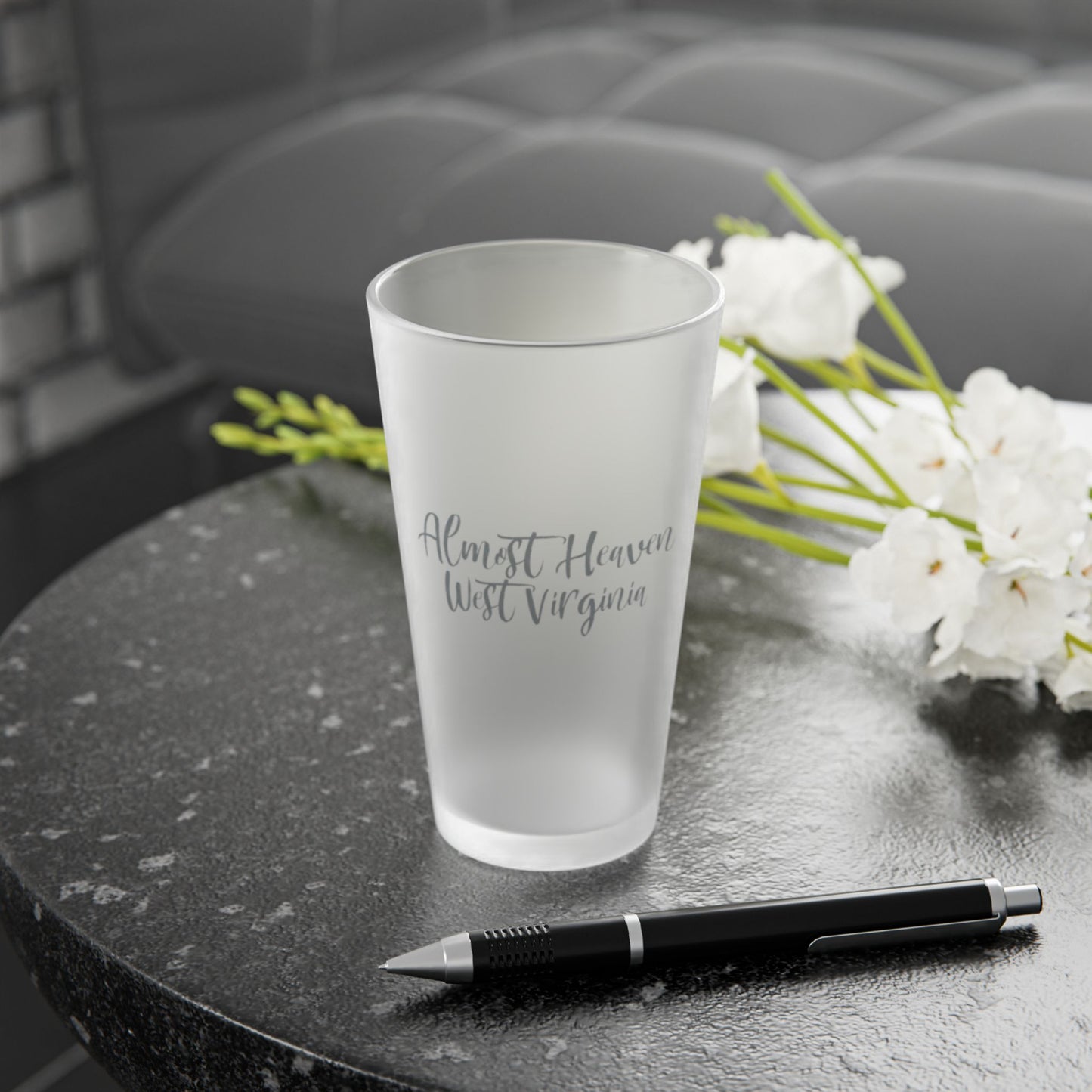 16oz Frosted Pint Glass | "Almost Heaven" West Virginia-Nicodemus Studios