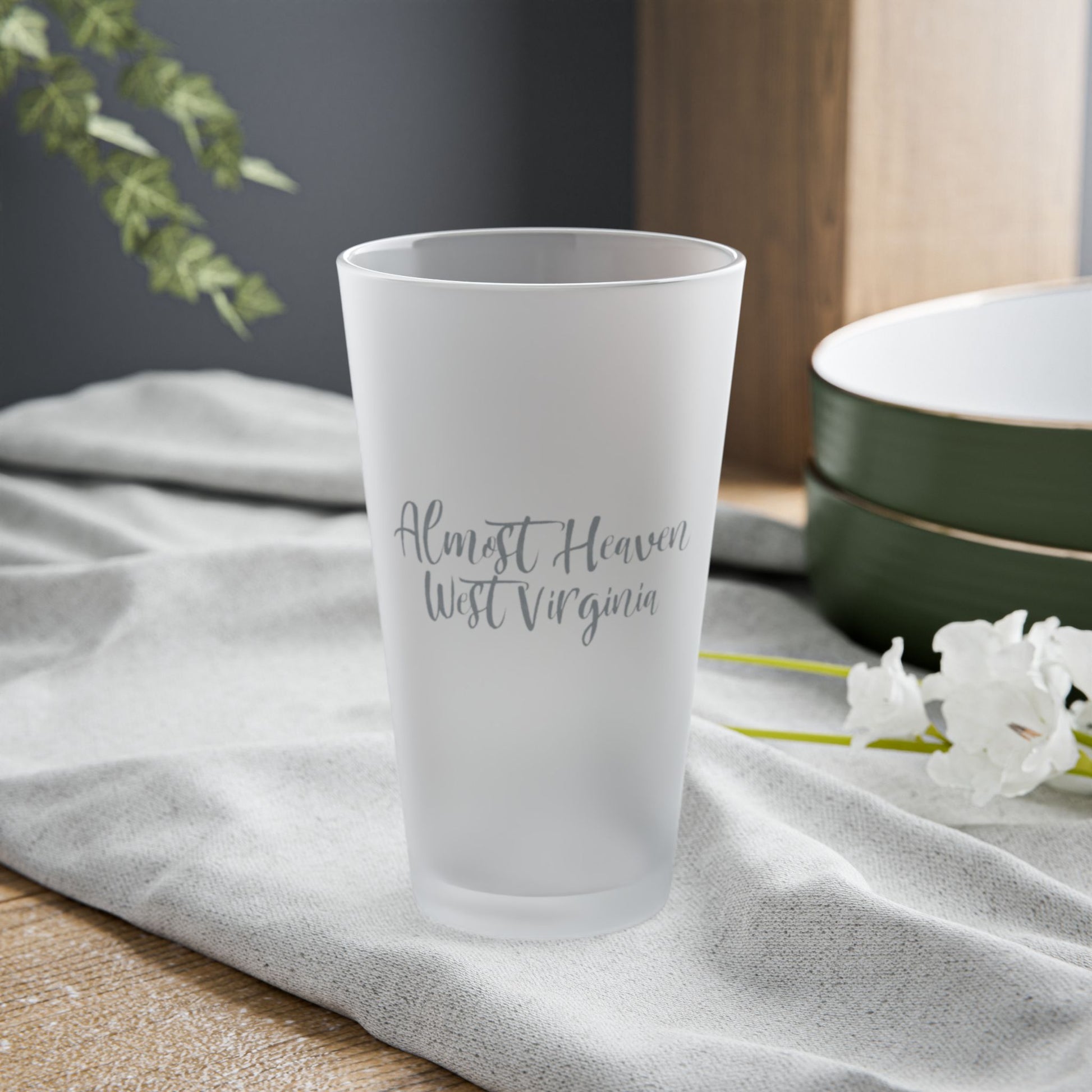 16oz Frosted Pint Glass | "Almost Heaven" West Virginia-Nicodemus Studios