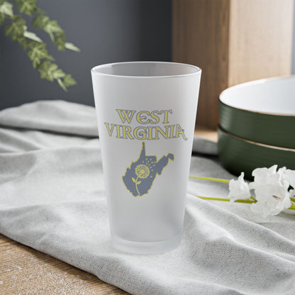 16oz Frosted Pint Glass | West Virginia w/State Dandelion-Nicodemus Studios