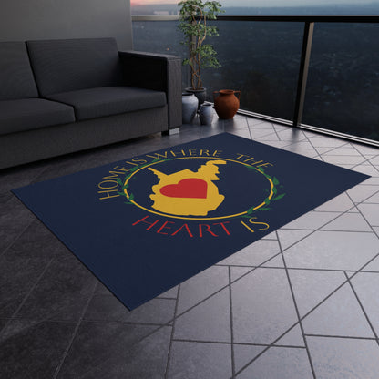 Outdoor Rug - "WV Home is Where The Heart Is" design by Nicodemus Studios