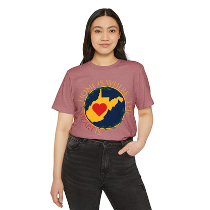 Recycled Organic T-Shirt | "WV Home is Where the Heart Is"