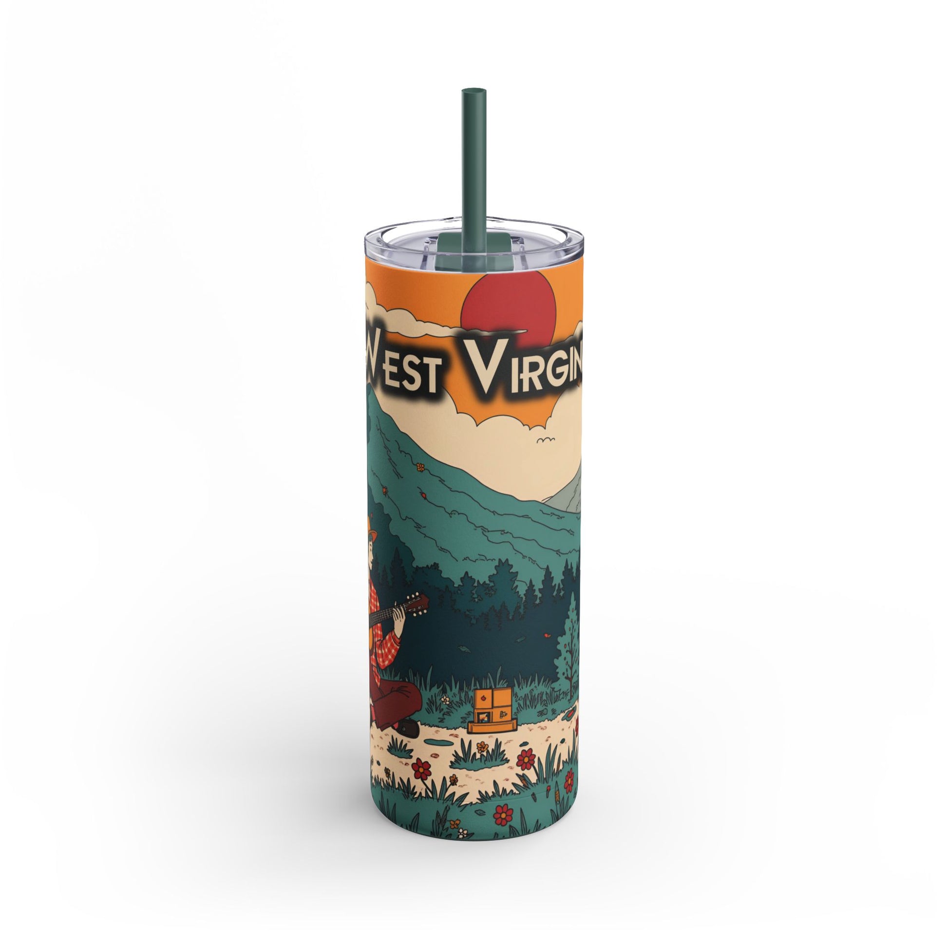 20oz Tumbler Travel Cup | "West Virginia Fawn Melodies"-Deep Teal-20oz-Matte-Nicodemus Studios