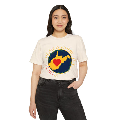 Recycled Organic T-Shirt | "WV Home is Where the Heart Is"