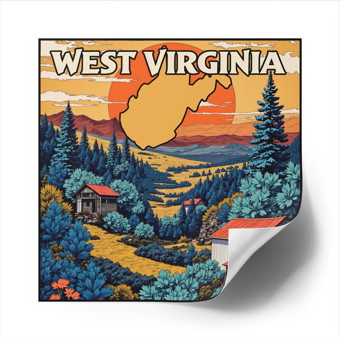 WV "Golden Summer" Square Indoor/Outdoor sticker-Nicodemus Studios