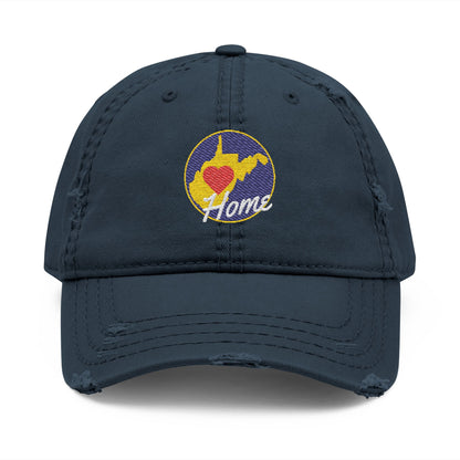 Embroidered Distressed Dad Hat | West Virginia Home-Dark Navy-One size-Nicodemus Studios