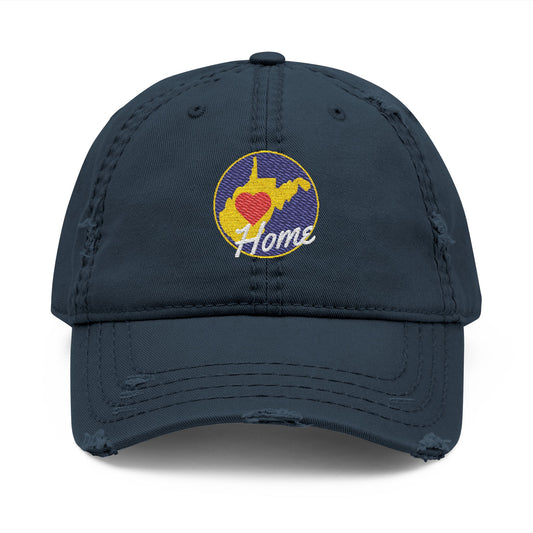 Embroidered Distressed Dad Hat | West Virginia Home-Dark Navy-One size-Nicodemus Studios