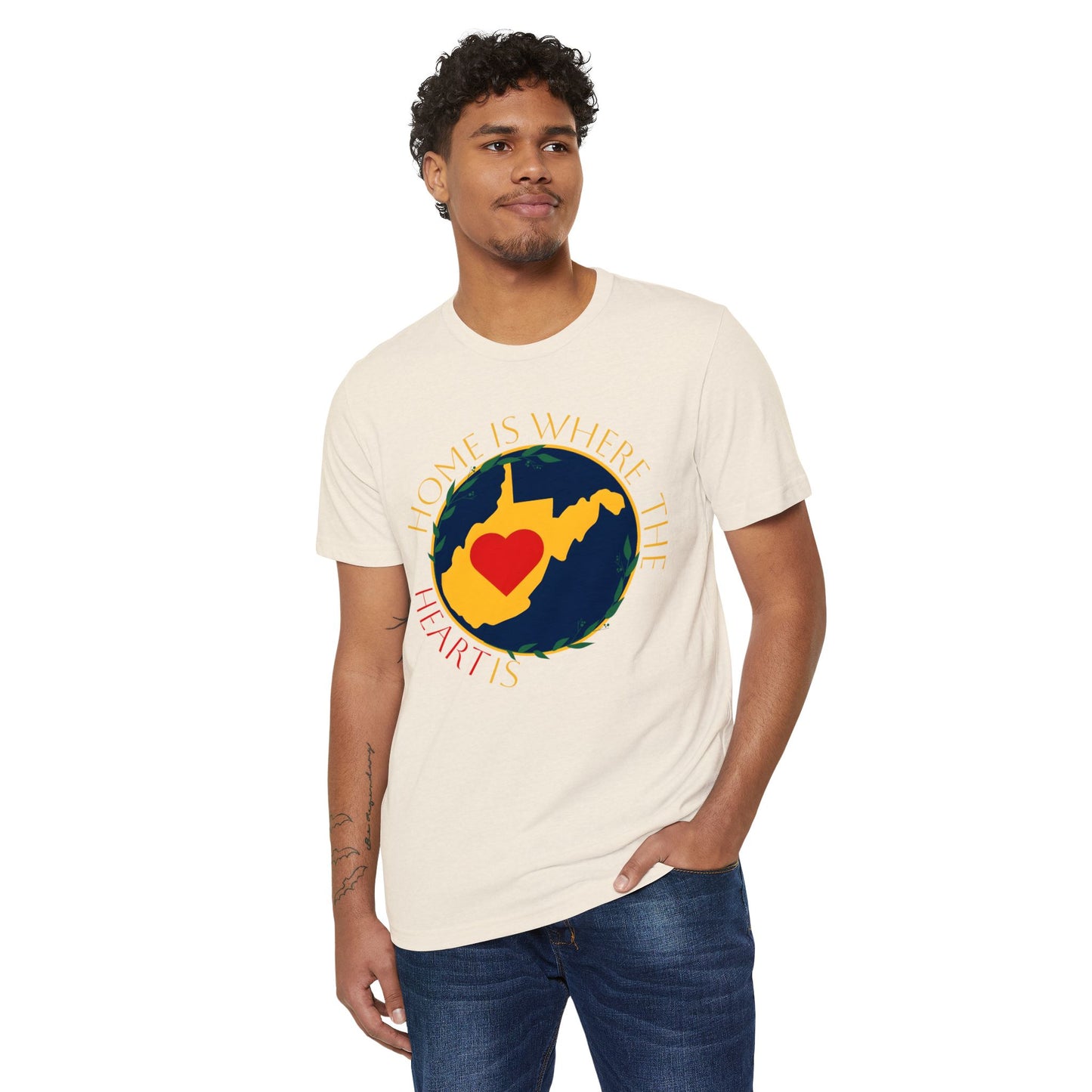 Recycled Organic T-Shirt | "WV Home is Where the Heart Is"
