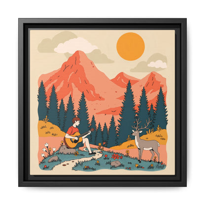 "Fawn Melody 03" Framed Canvas Art Print 12″ x 12″ Black 1.25" Canvas