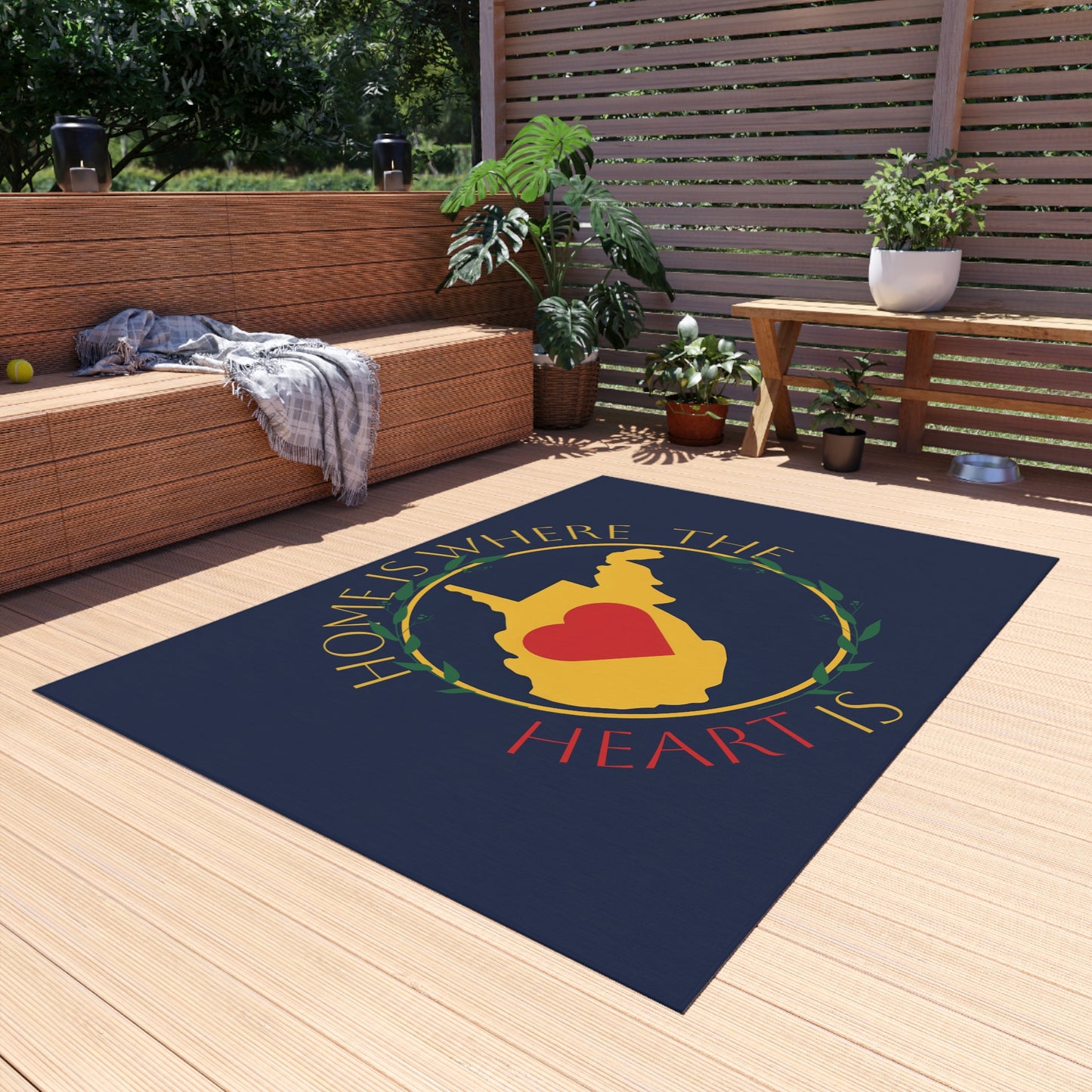 Outdoor Rug - "WV Home is Where The Heart Is" design by Nicodemus Studios