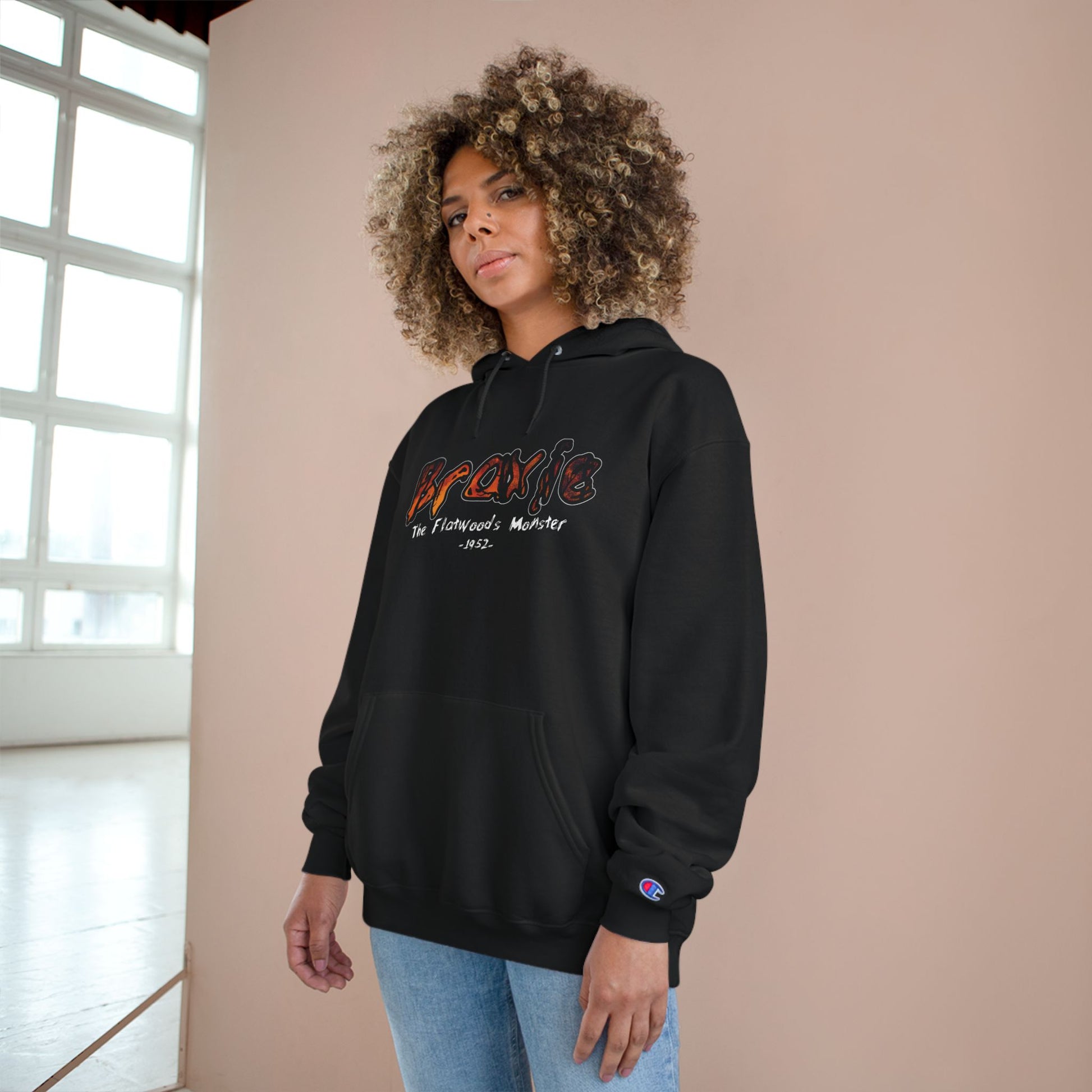 Champion Hoodie | Braxie The Flatwoods Monster-Nicodemus Studios