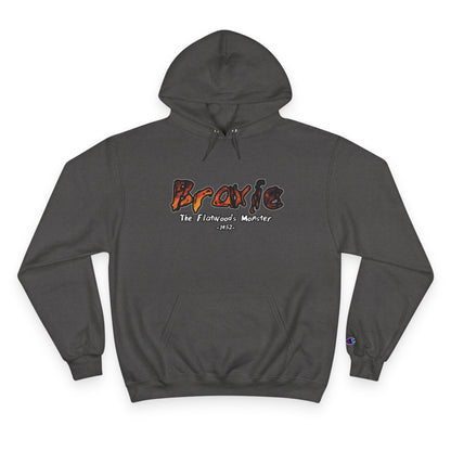 Champion Hoodie | Braxie The Flatwoods Monster-Charcoal Heather-S-Nicodemus Studios