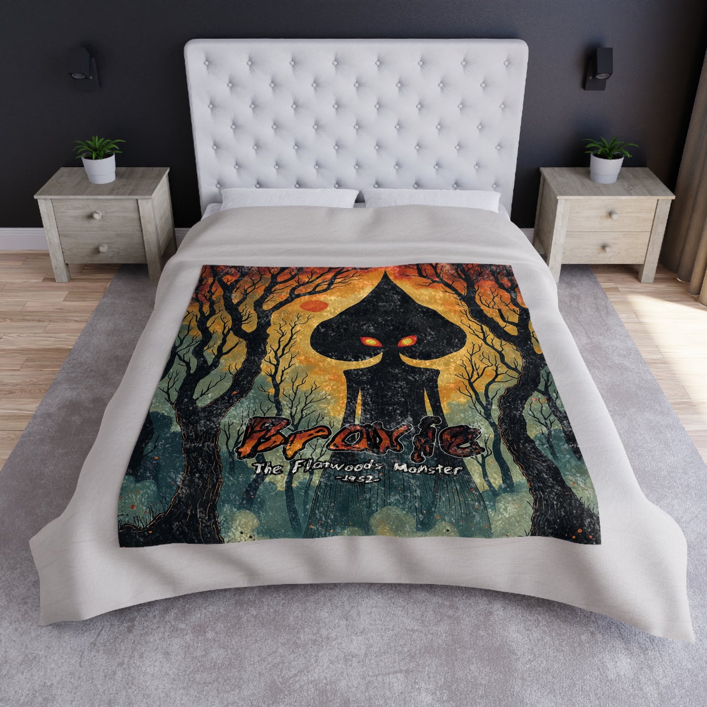 Crushed Velvet Blanket | Braxie The Flatwoods Monster-Nicodemus Studios