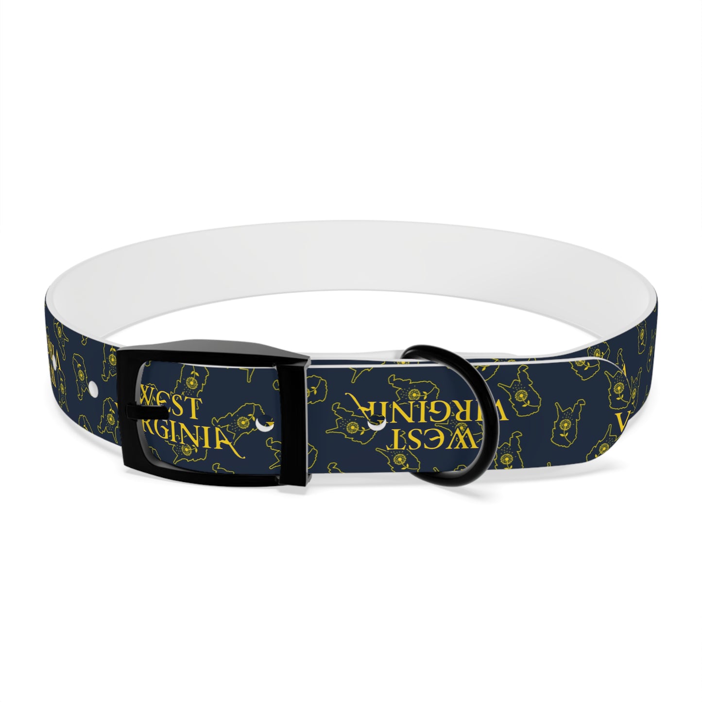 Dog Collar | West Virginia Dandelion Design-L-Black Onyx-TPU-Nicodemus Studios