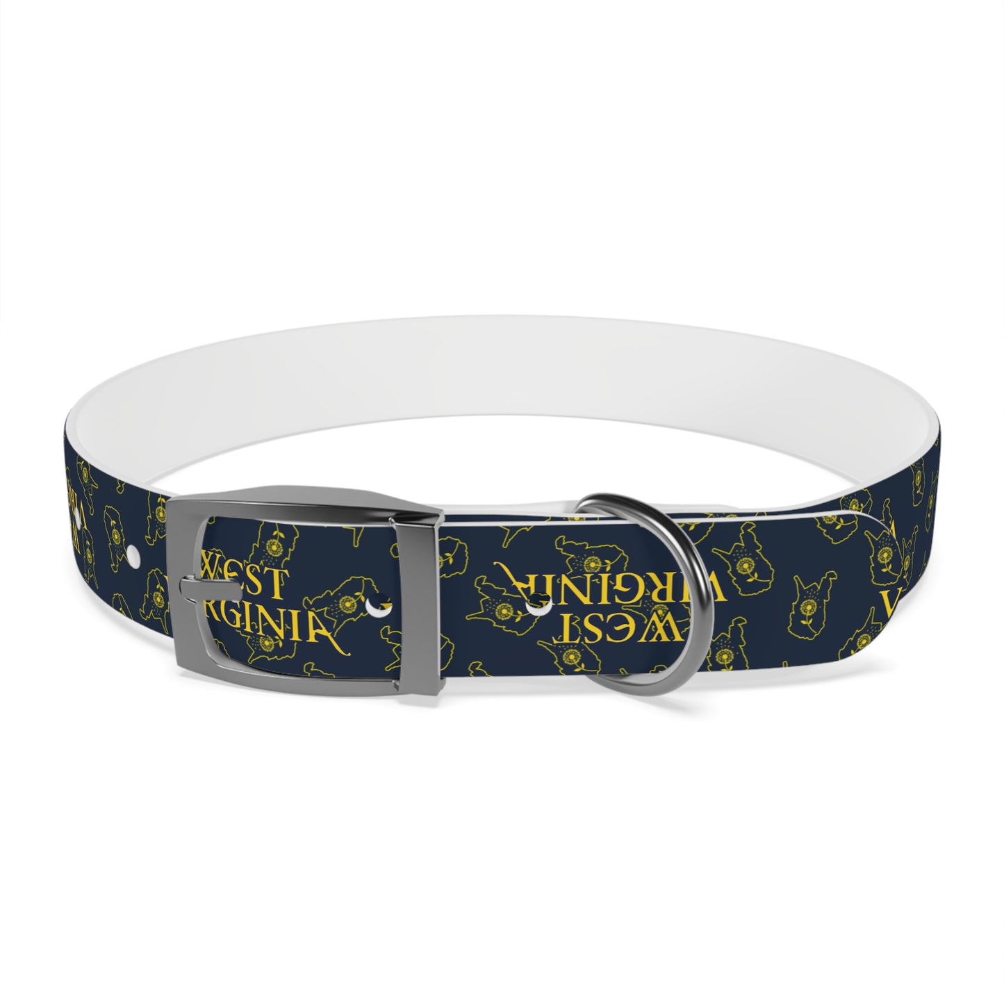 Dog Collar | West Virginia Dandelion Design-L-Gun Metal-TPU-Nicodemus Studios