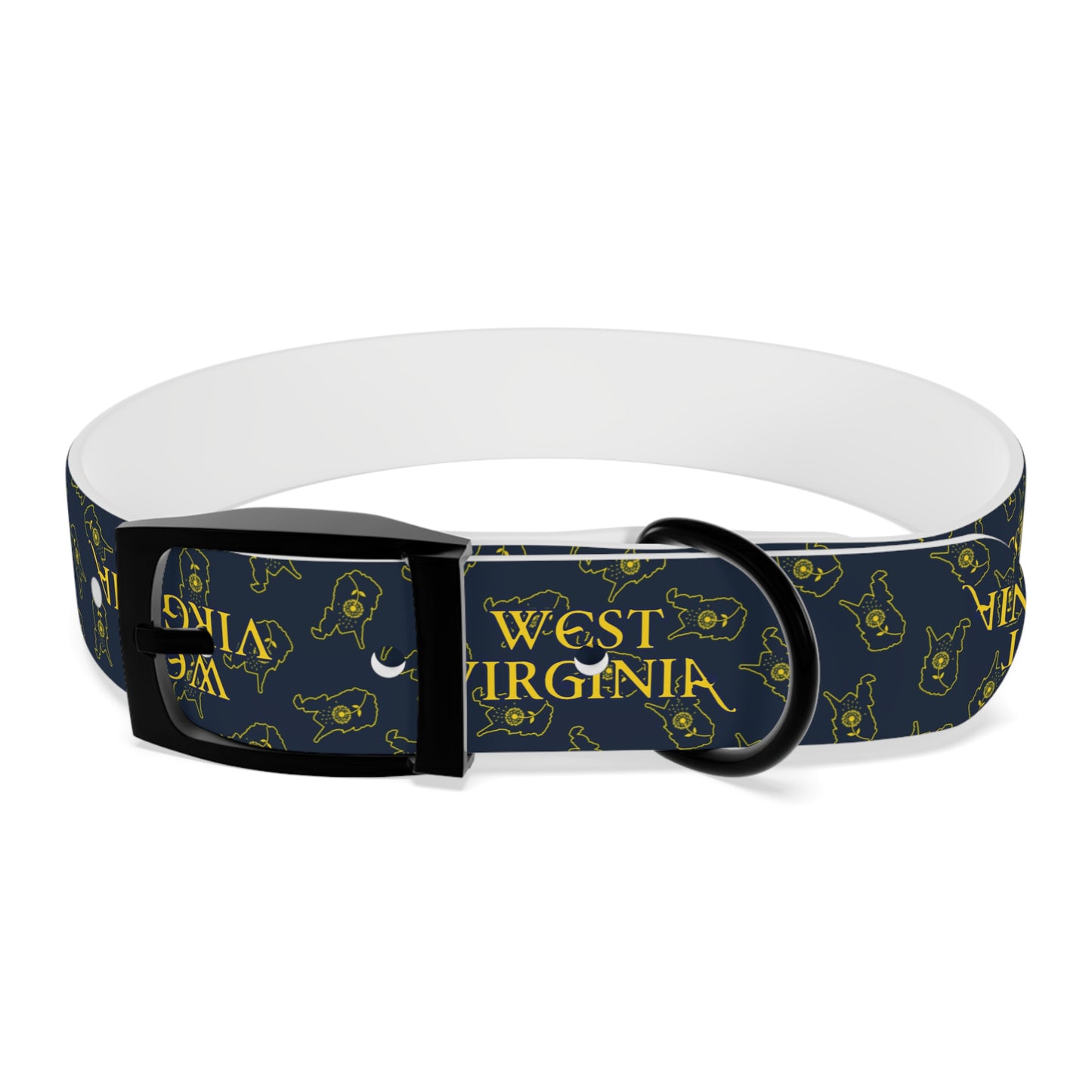 Dog Collar | West Virginia Dandelion Design-M-Black Onyx-TPU-Nicodemus Studios