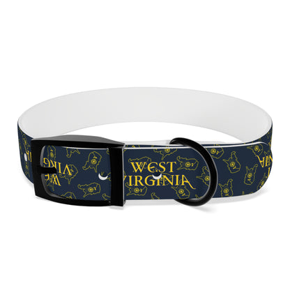 Dog Collar | West Virginia Dandelion Design-M-Black Onyx-TPU-Nicodemus Studios