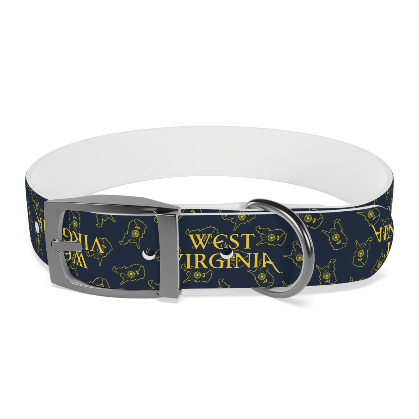 Dog Collar | West Virginia Dandelion Design-M-Gun Metal-TPU-Nicodemus Studios