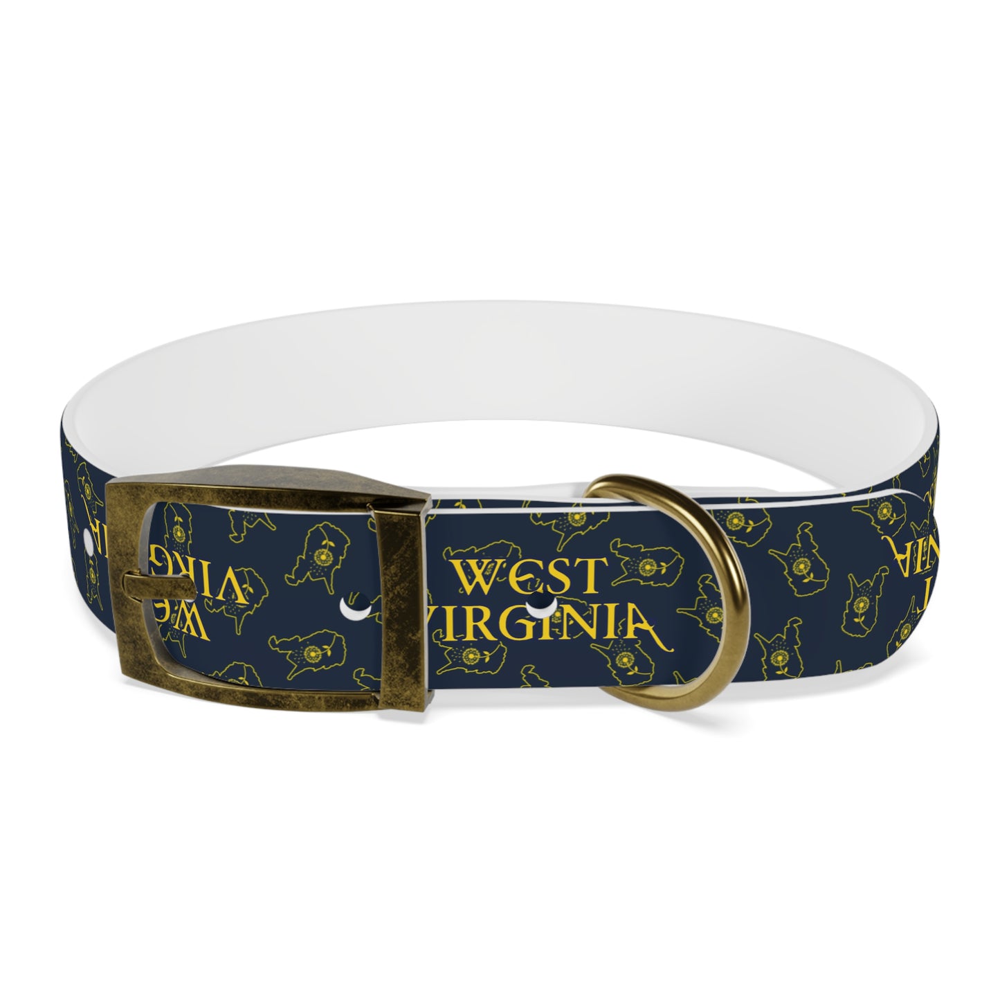 Dog Collar | West Virginia Dandelion Design-M-Vintage Brass-TPU-Nicodemus Studios
