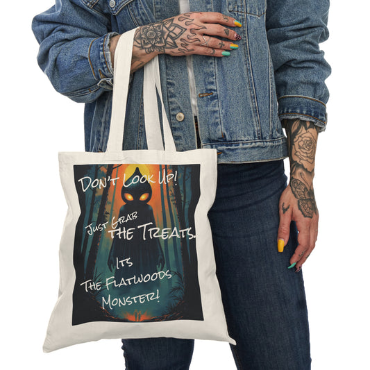 Eco-Friendly Trick or Treat Tote Bag | Flatwoods Monster-15" x 16"-Natural-Nicodemus Studios