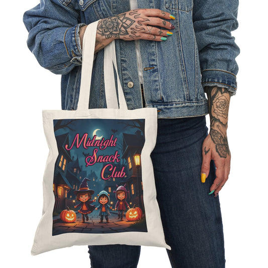Eco-Friendly Trick or Treat Tote Bag | "Midnight Snack Club"-15" x 16"-Natural-Nicodemus Studios