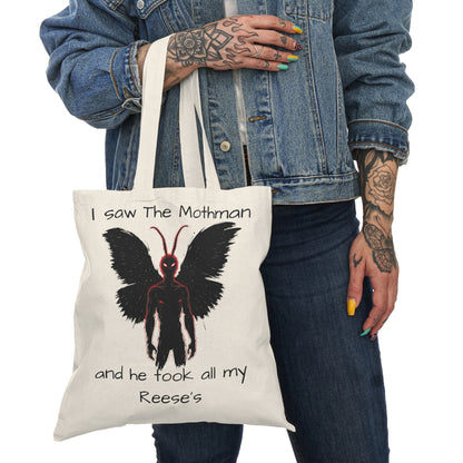Eco-Friendly Trick or Treat Tote Bag | MOTHMAN-15" x 16"-Natural-Nicodemus Studios