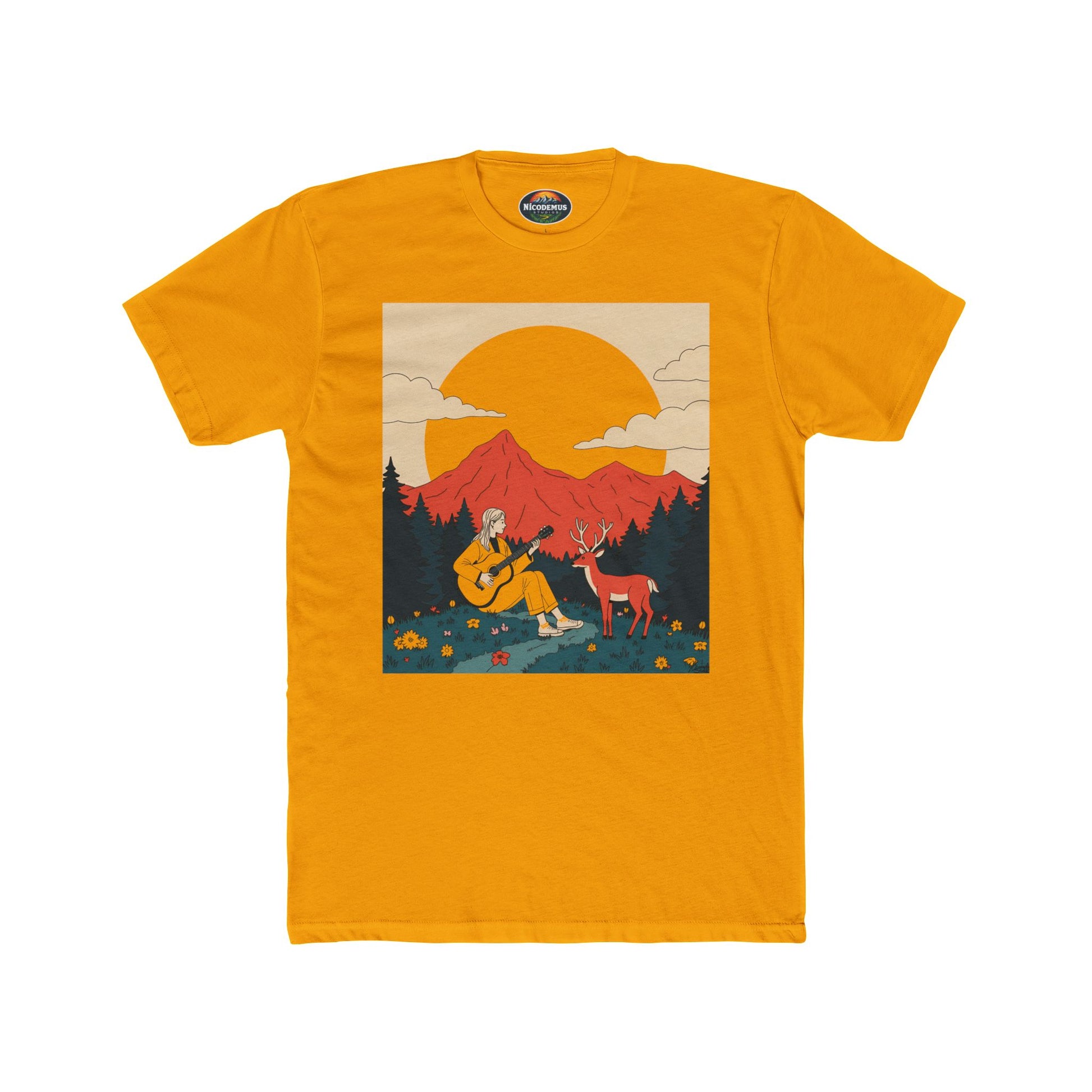"Fawn Melody" print Unisex Cotton Crew Tee-Solid Gold-S-Nicodemus Studios