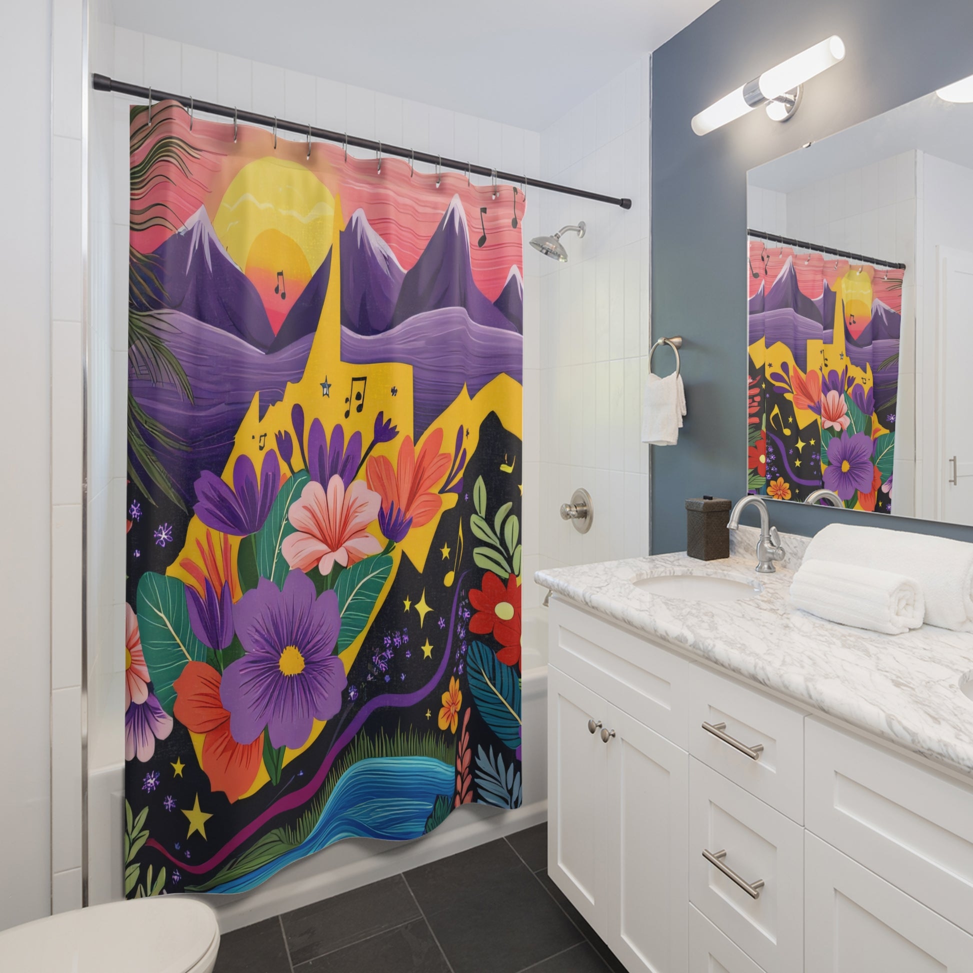 "Floral West Virginia 01" Shower Curtain-Nicodemus Studios