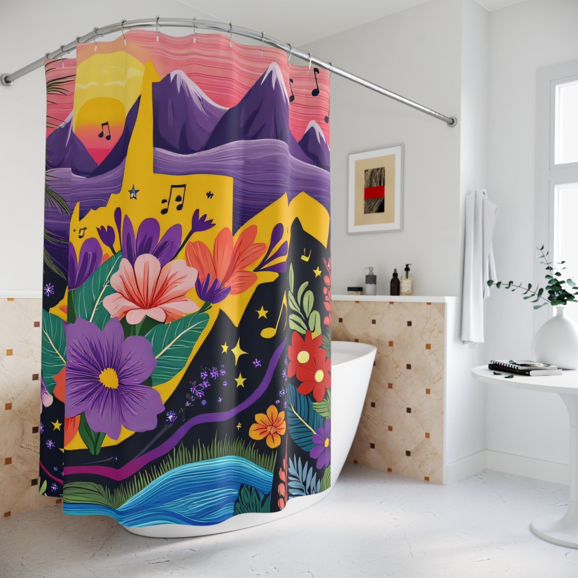 "Floral West Virginia 01" Shower Curtain-Nicodemus Studios