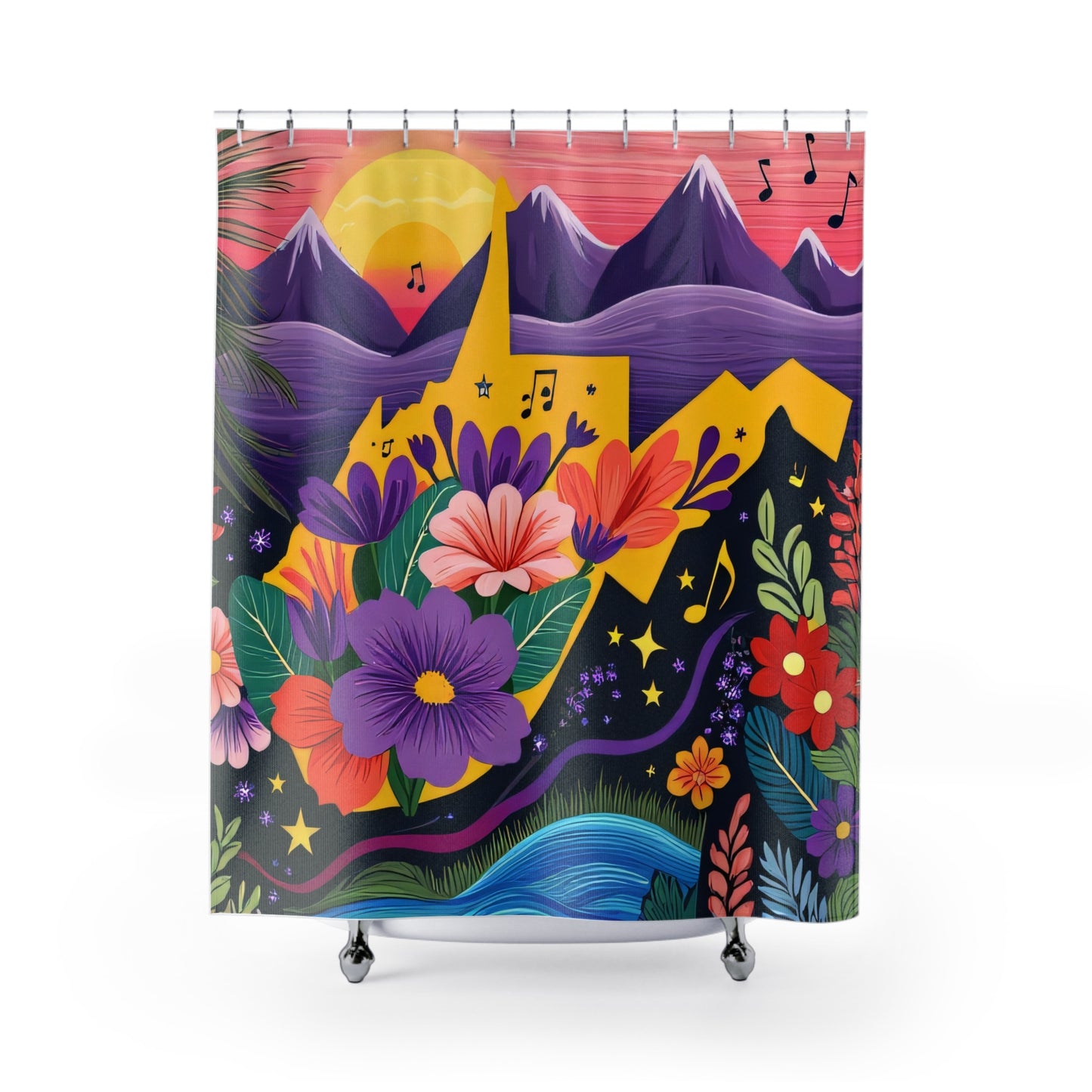 "Floral West Virginia 01" Shower Curtain-71" × 74"-Nicodemus Studios