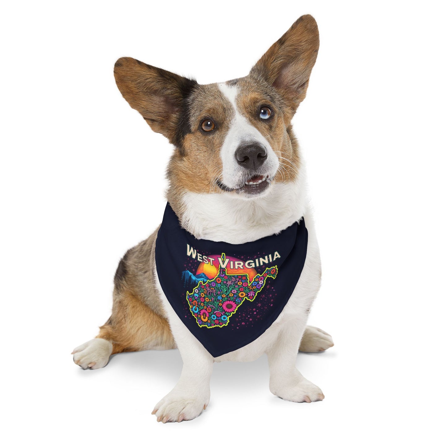 Floral WV Clip-on Dog Bandana Pets