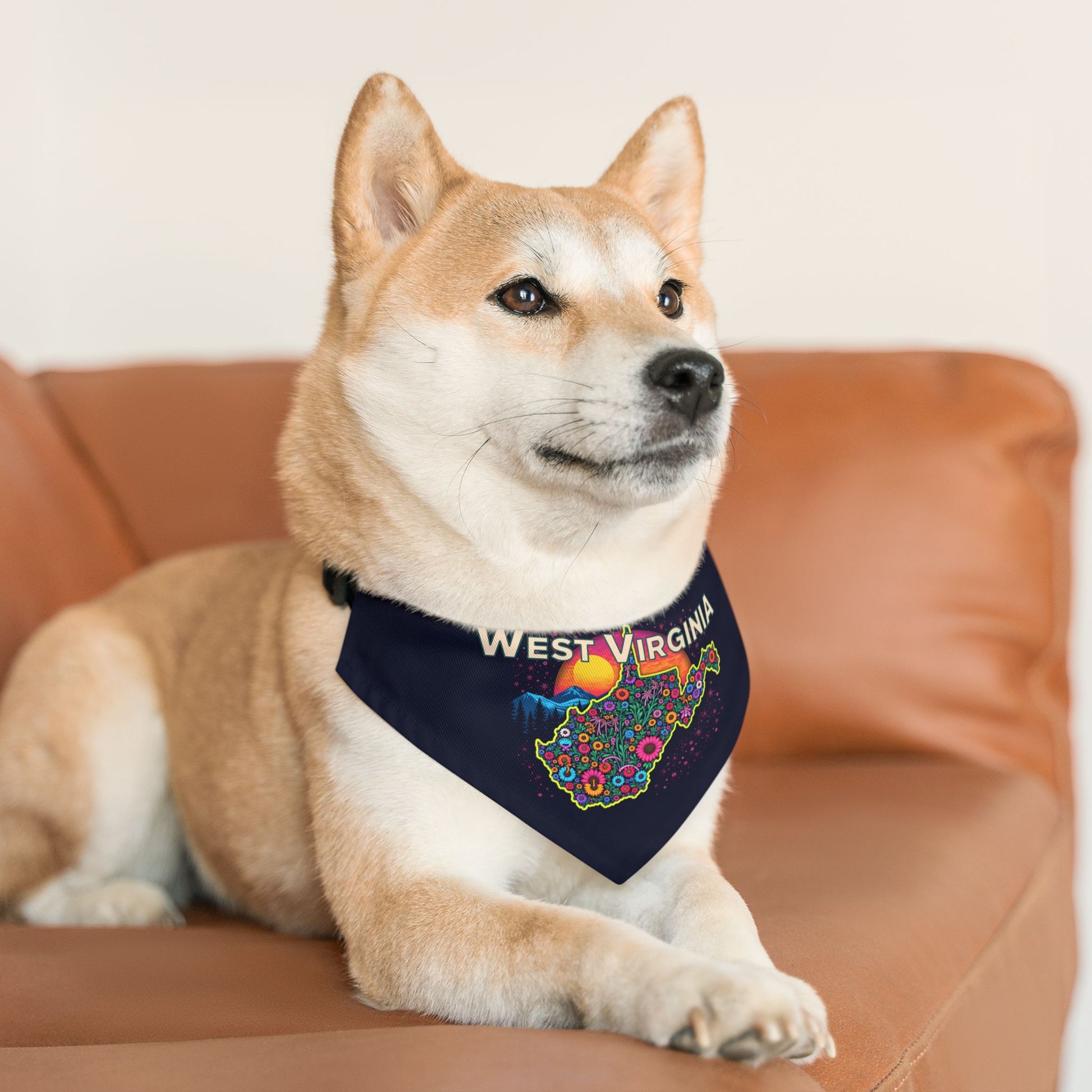 Floral WV Clip-on Dog Bandana Pets