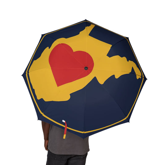 Folding Umbrella | Heart WV-Navy & Yellow-One size-Nicodemus Studios