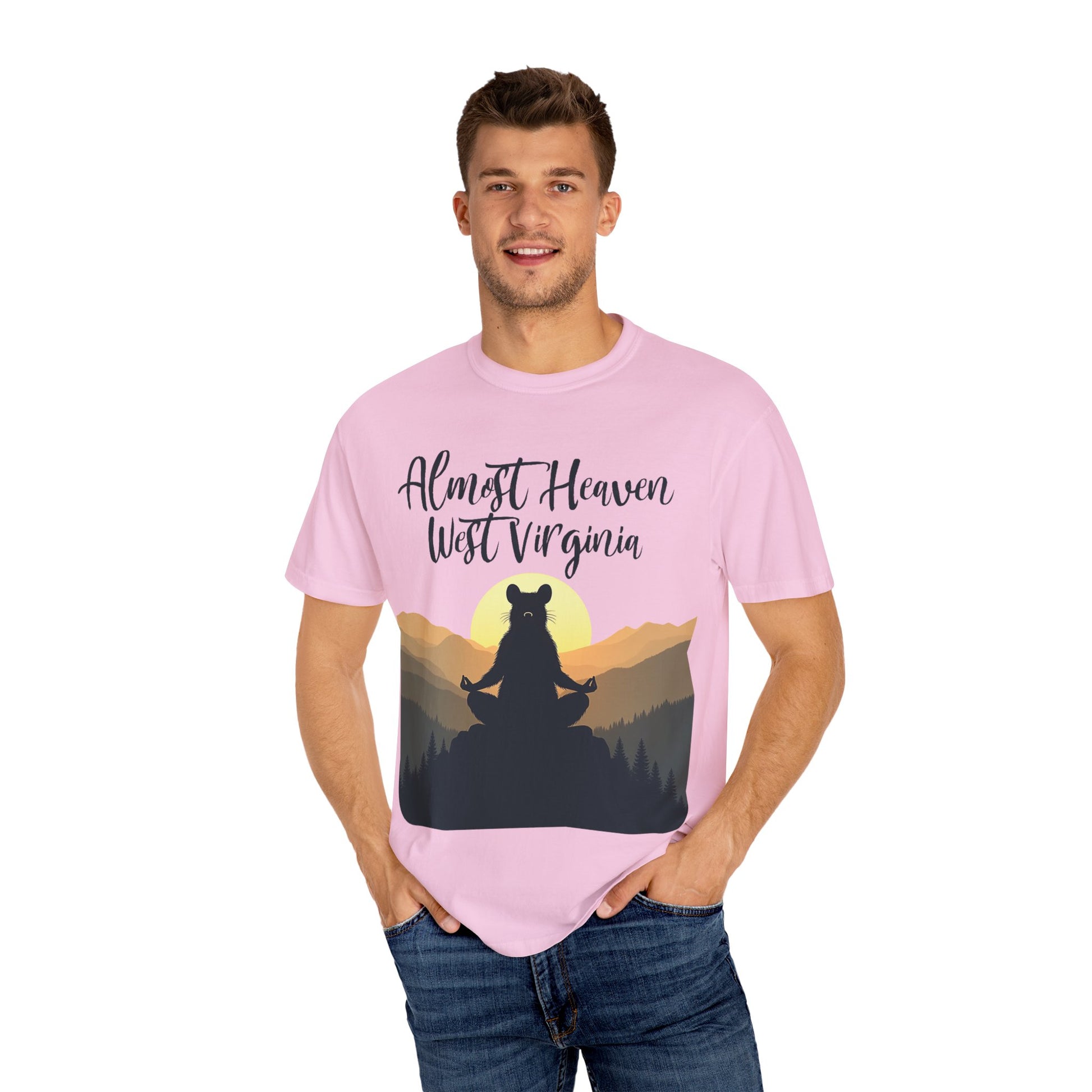 Garment-Dyed T-Shirt | "Almost Heaven Lotus Racoon" [Alt pattern]-Nicodemus Studios