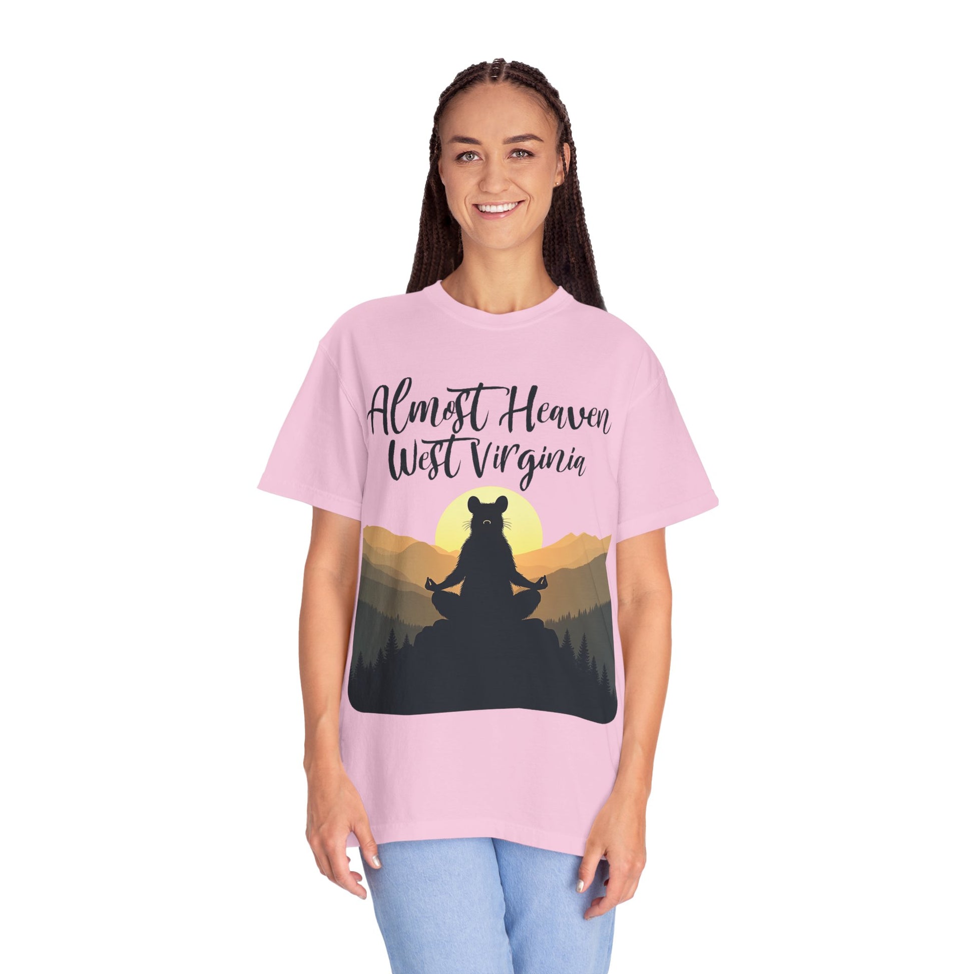 Garment-Dyed T-Shirt | "Almost Heaven Lotus Racoon" [Alt pattern]-Nicodemus Studios
