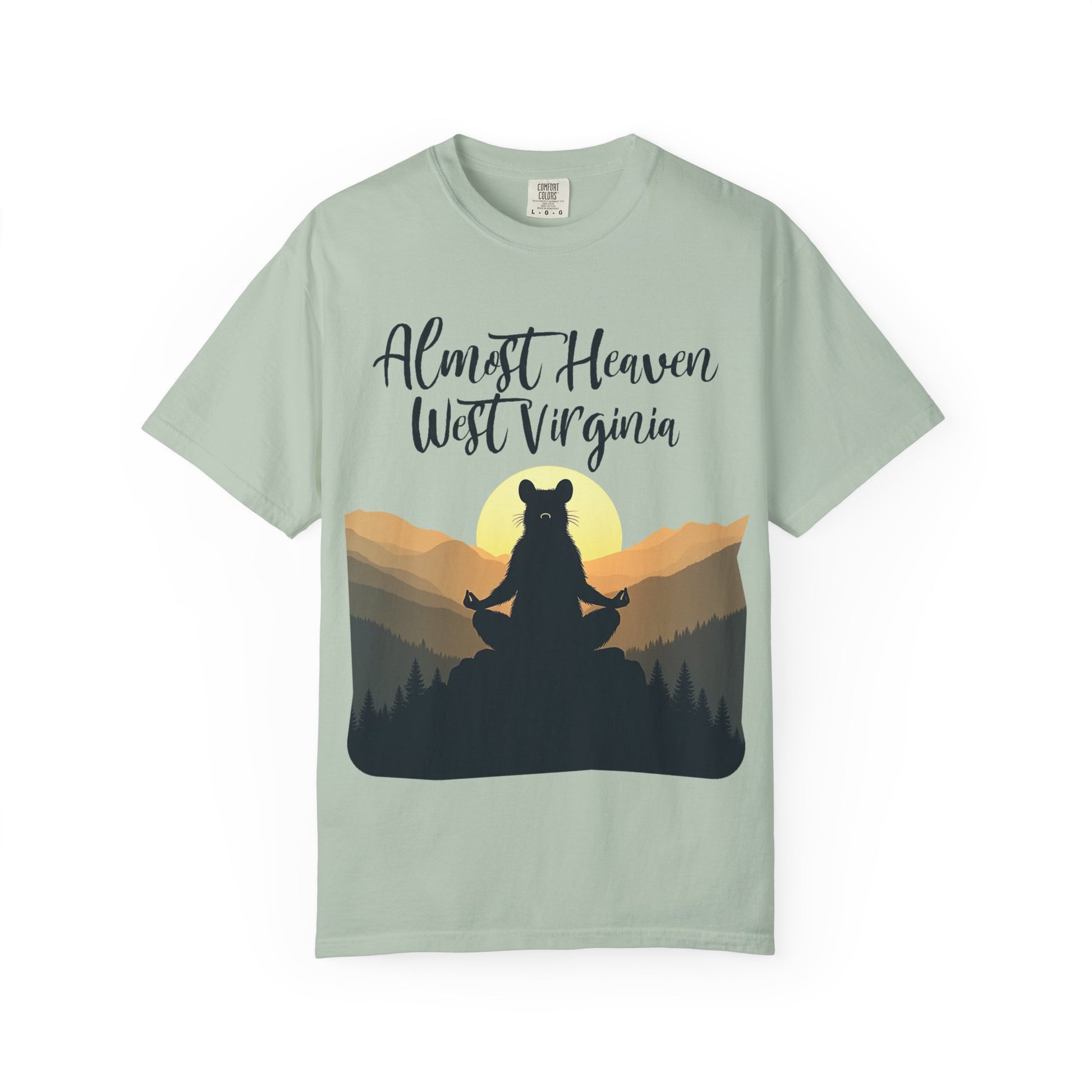 Garment-Dyed T-Shirt | "Almost Heaven Lotus Racoon" [Alt pattern]-Bay-S-Nicodemus Studios