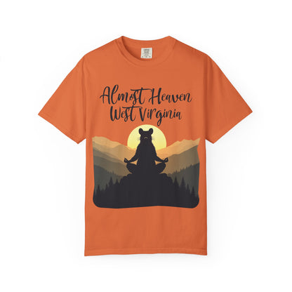 Garment-Dyed T-Shirt | "Almost Heaven Lotus Racoon" [Alt pattern]-Burnt Orange-S-Nicodemus Studios