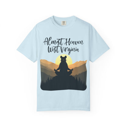 Garment-Dyed T-Shirt | "Almost Heaven Lotus Racoon" [Alt pattern]-Chambray-S-Nicodemus Studios