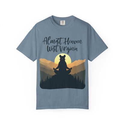Garment-Dyed T-Shirt | "Almost Heaven Lotus Racoon" [Alt pattern]-Ice Blue-S-Nicodemus Studios