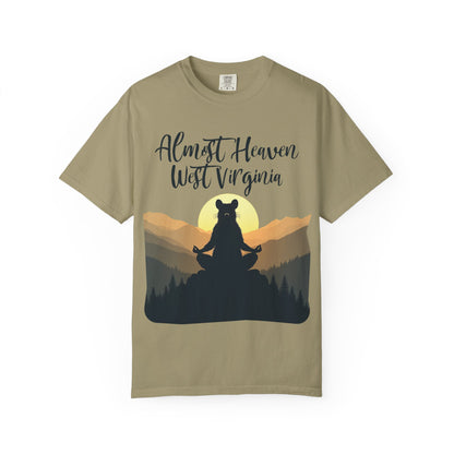 Garment-Dyed T-Shirt | "Almost Heaven Lotus Racoon" [Alt pattern]-Khaki-S-Nicodemus Studios