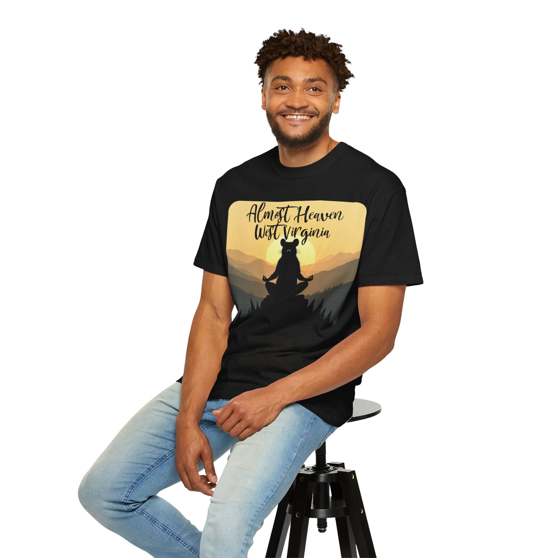 Garment-Dyed T-Shirt | "Almost Heaven Lotus Racoon"-Nicodemus Studios
