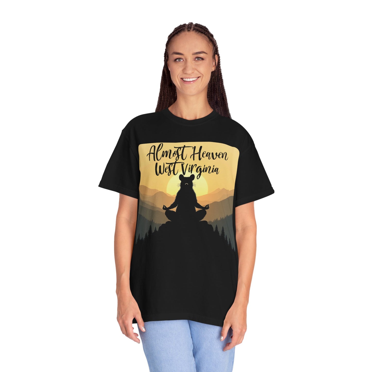 Garment-Dyed T-Shirt | "Almost Heaven Lotus Racoon"-Nicodemus Studios