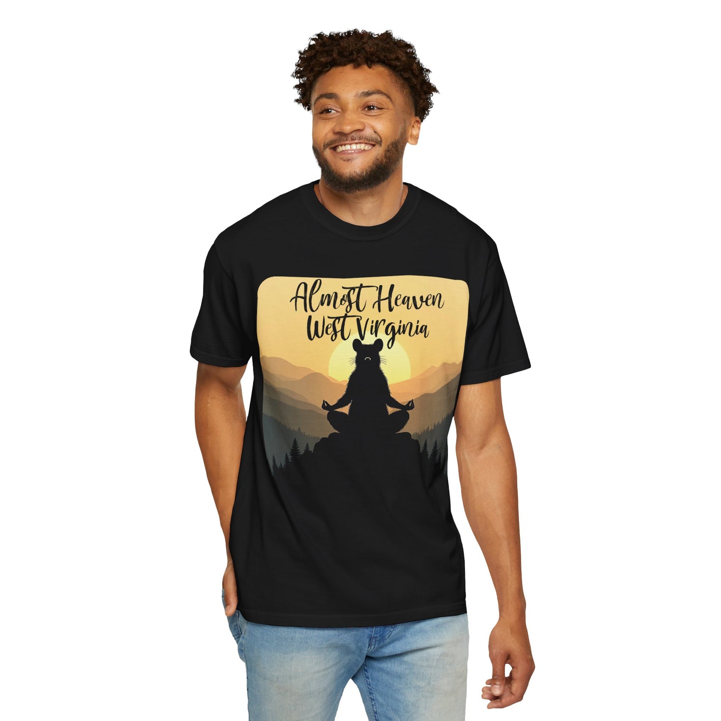 Garment-Dyed T-Shirt | "Almost Heaven Lotus Racoon"-Nicodemus Studios