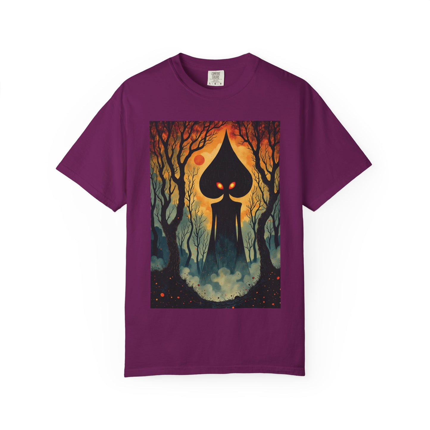 Garment-Dyed T-Shirt | Braxie The Flatwoods Monster-Boysenberry-S-Nicodemus Studios