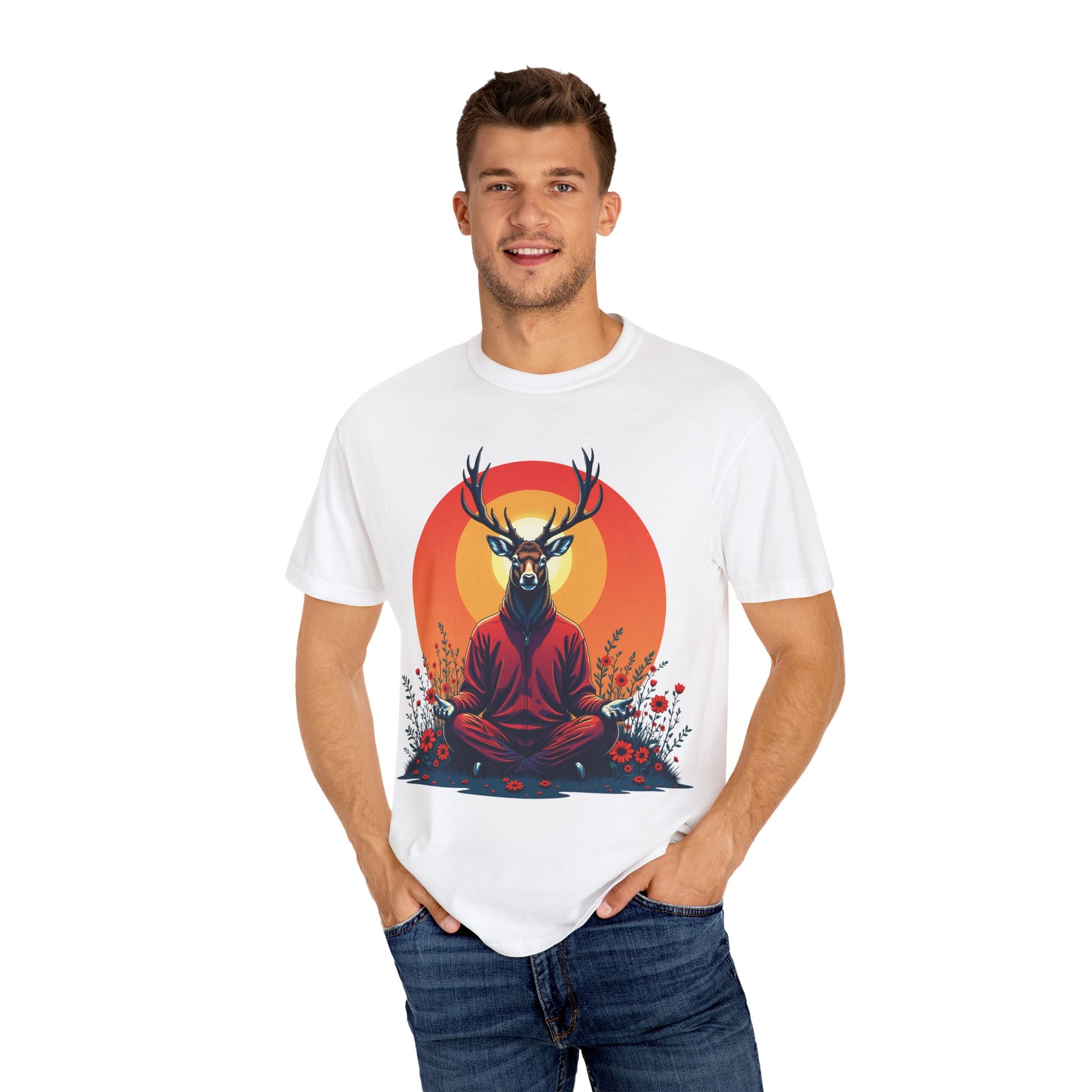 Garment-Dyed T-Shirt | "Lotus Deer" by Nicodemus Studios-Nicodemus Studios