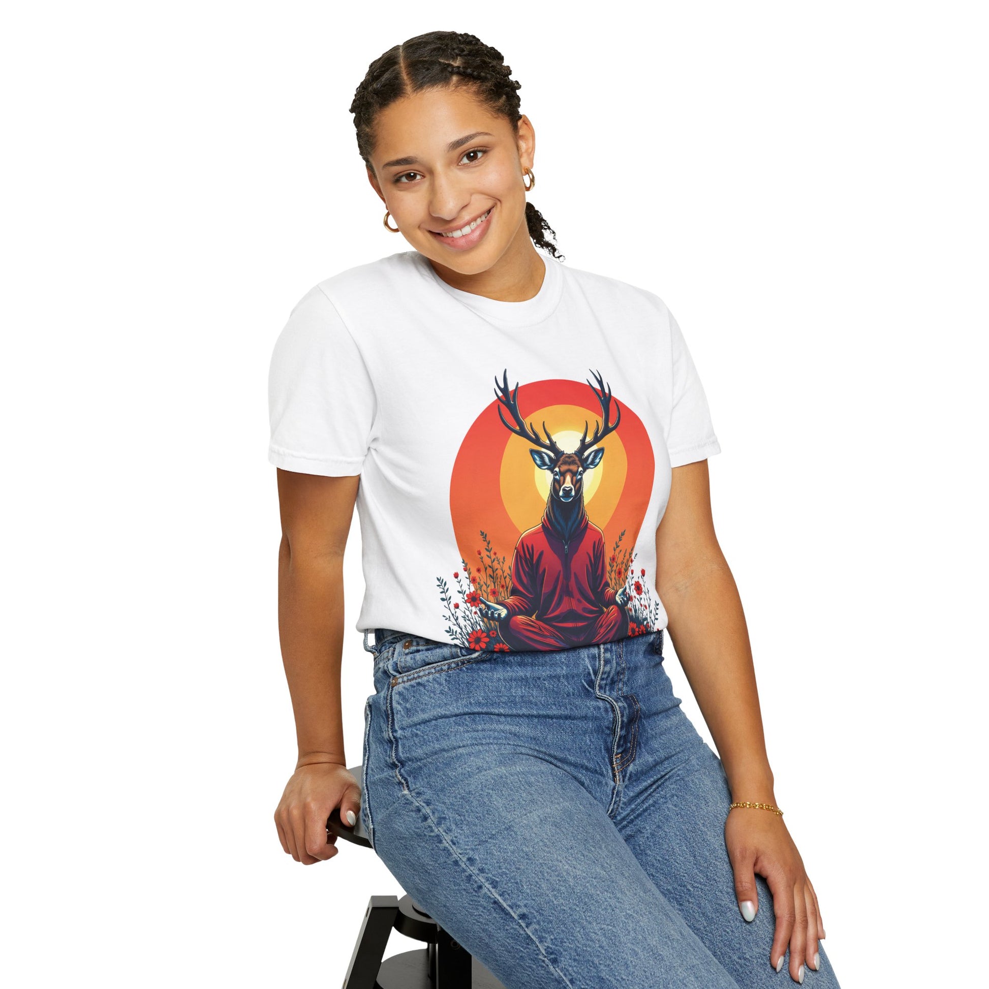 Garment-Dyed T-Shirt | "Lotus Deer" by Nicodemus Studios-Nicodemus Studios