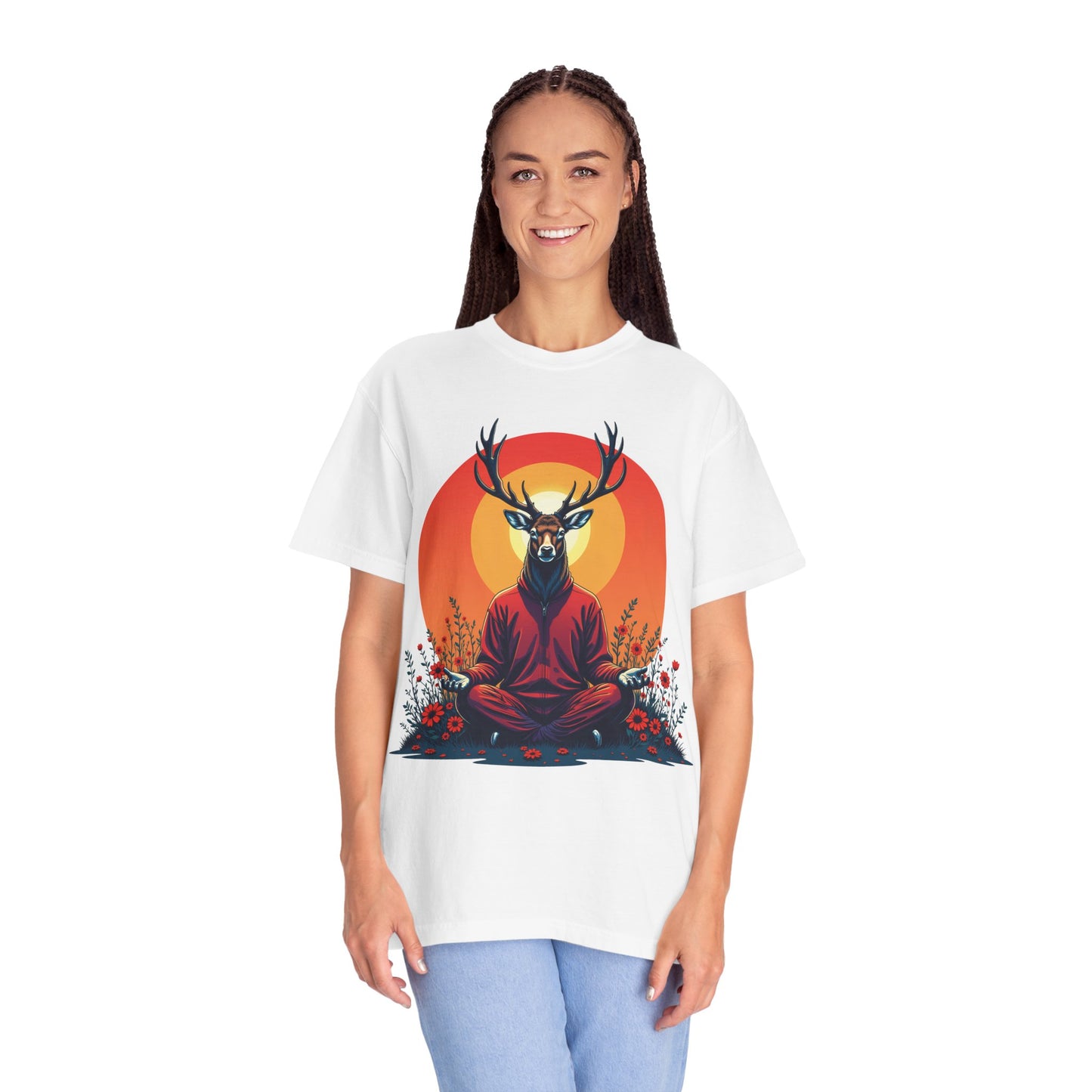 Garment-Dyed T-Shirt | "Lotus Deer" by Nicodemus Studios-Nicodemus Studios