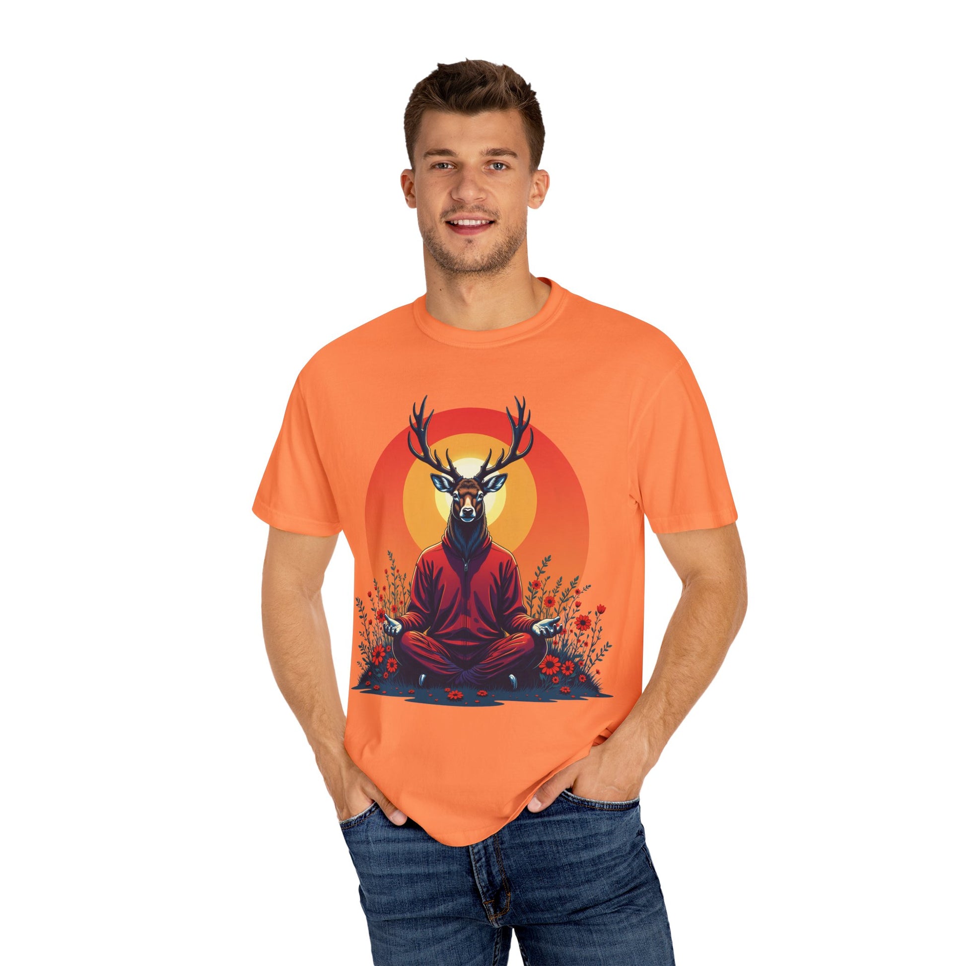 Garment-Dyed T-Shirt | "Lotus Deer" by Nicodemus Studios-Nicodemus Studios